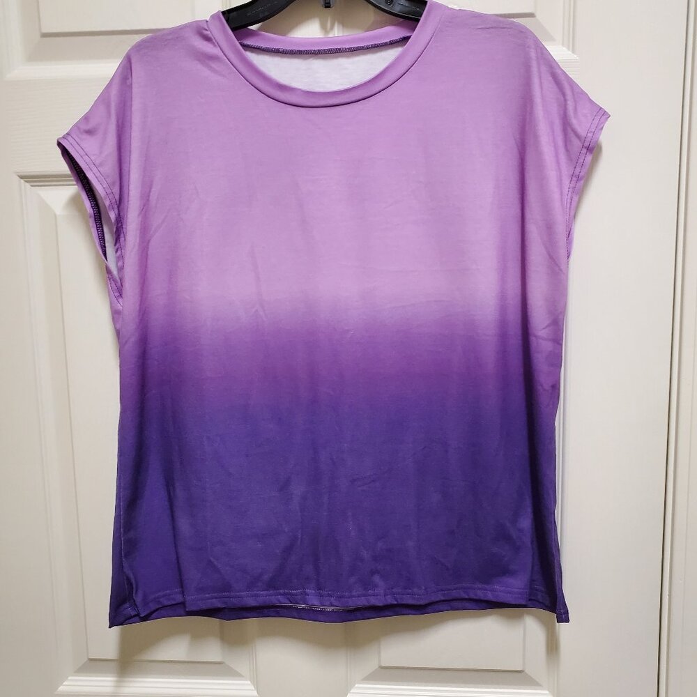 Cap-Sleeved Purple Ombre Top